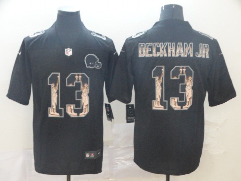 Men Cleveland Browns #13 Beckham jr Black Goddess fashion Edition Nike NFL Jerseys